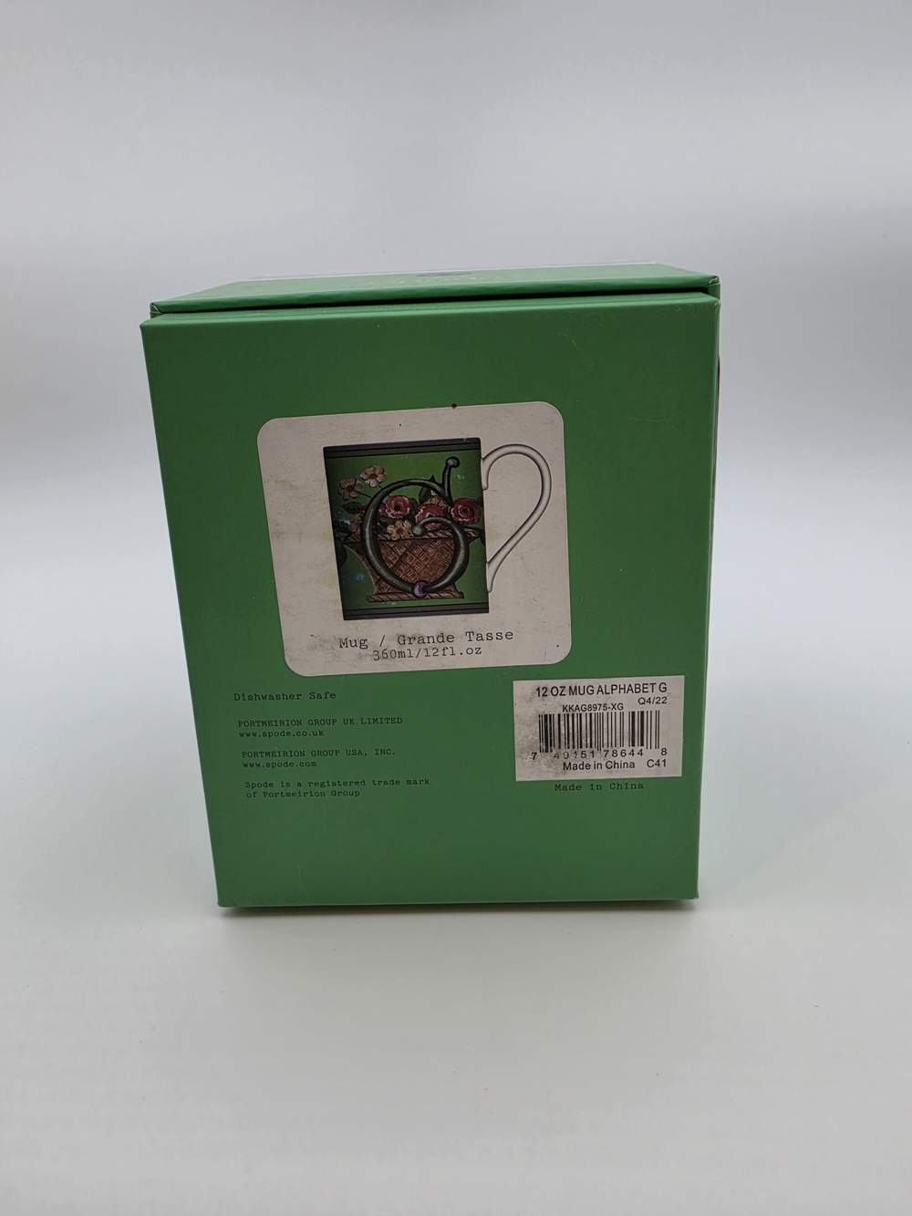 NIB Spode Kit Kemp Alphabet "G" Initial 12oz Mug
